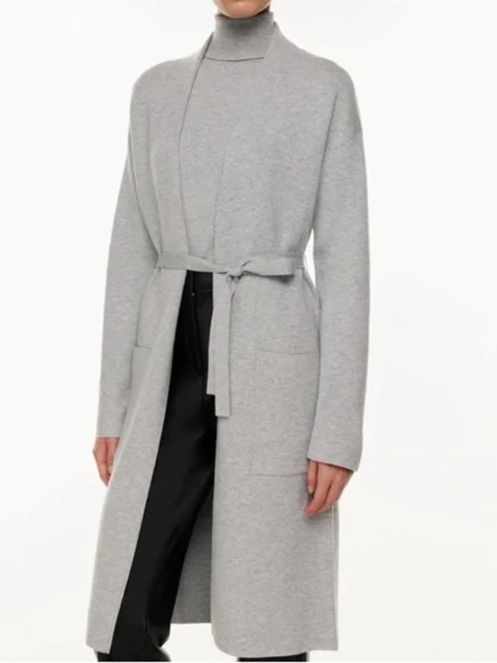 Aritzia Babaton TY Merino Wool Cardigan Long Belted Grey size XS